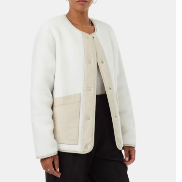 Tentree Women’s Quilted Jacket Reversible Bomber in Pale Oak Vintage White Sz S - Picture 1 of 16